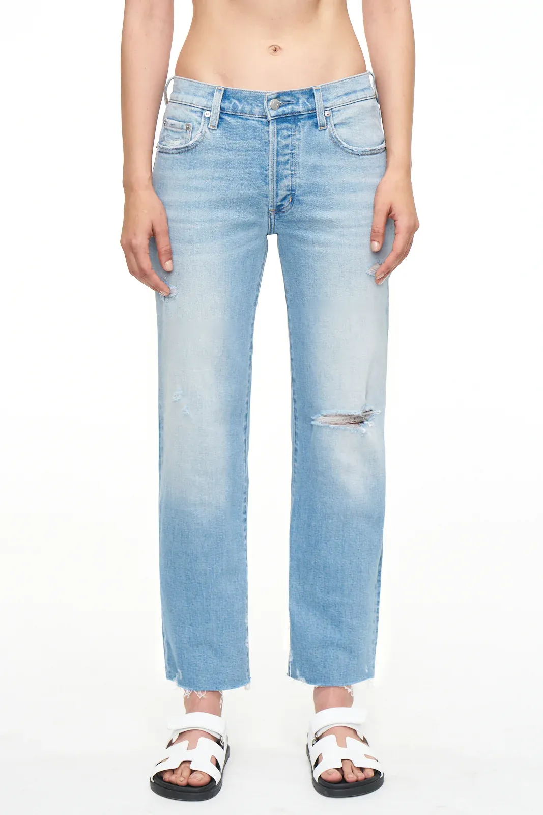 MAYA MID RISE EASY STRAIGHT ANKLE - VALLEY DISTRESSED