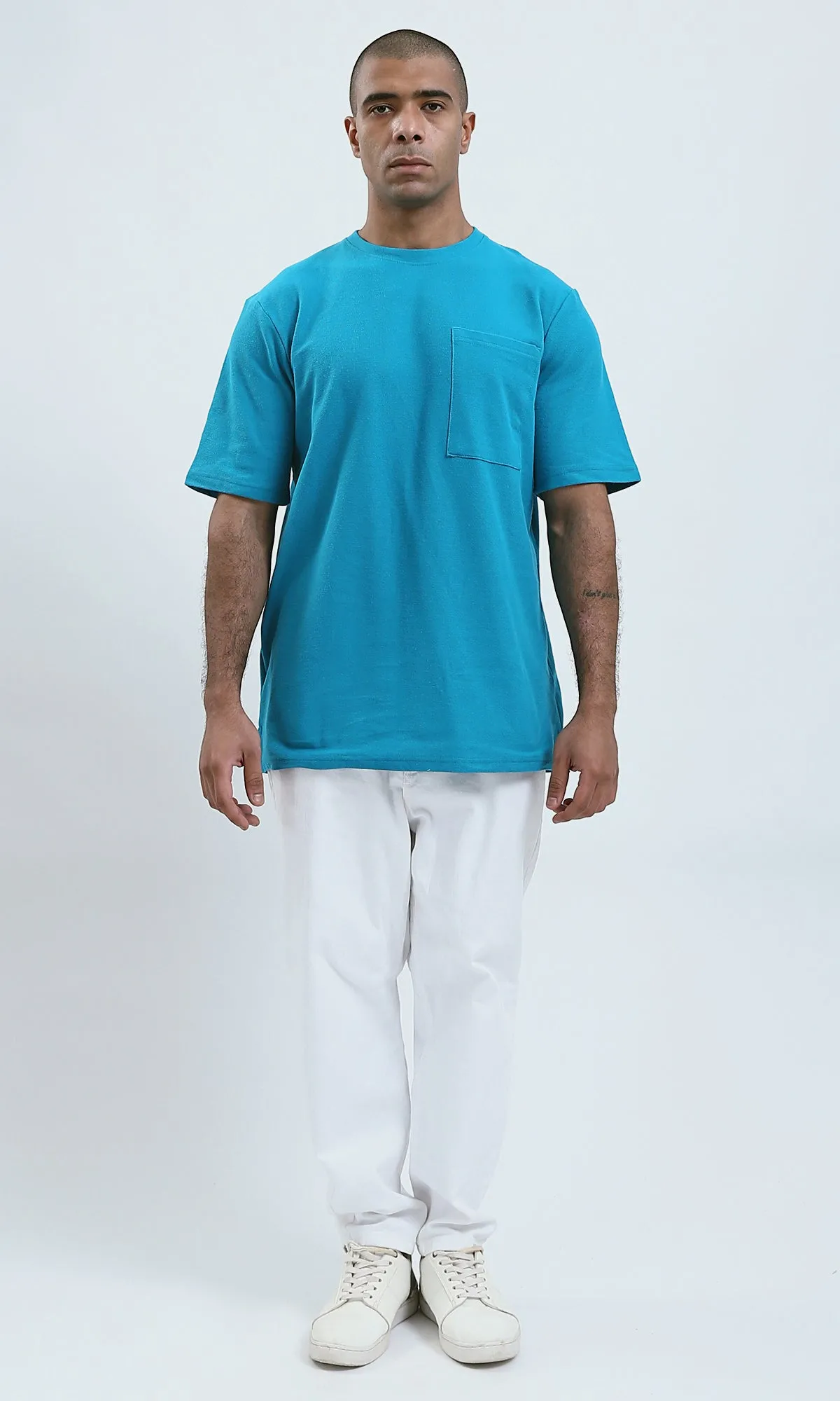 O191659 - Fashionable Light Petrol Tee with Front Pocket