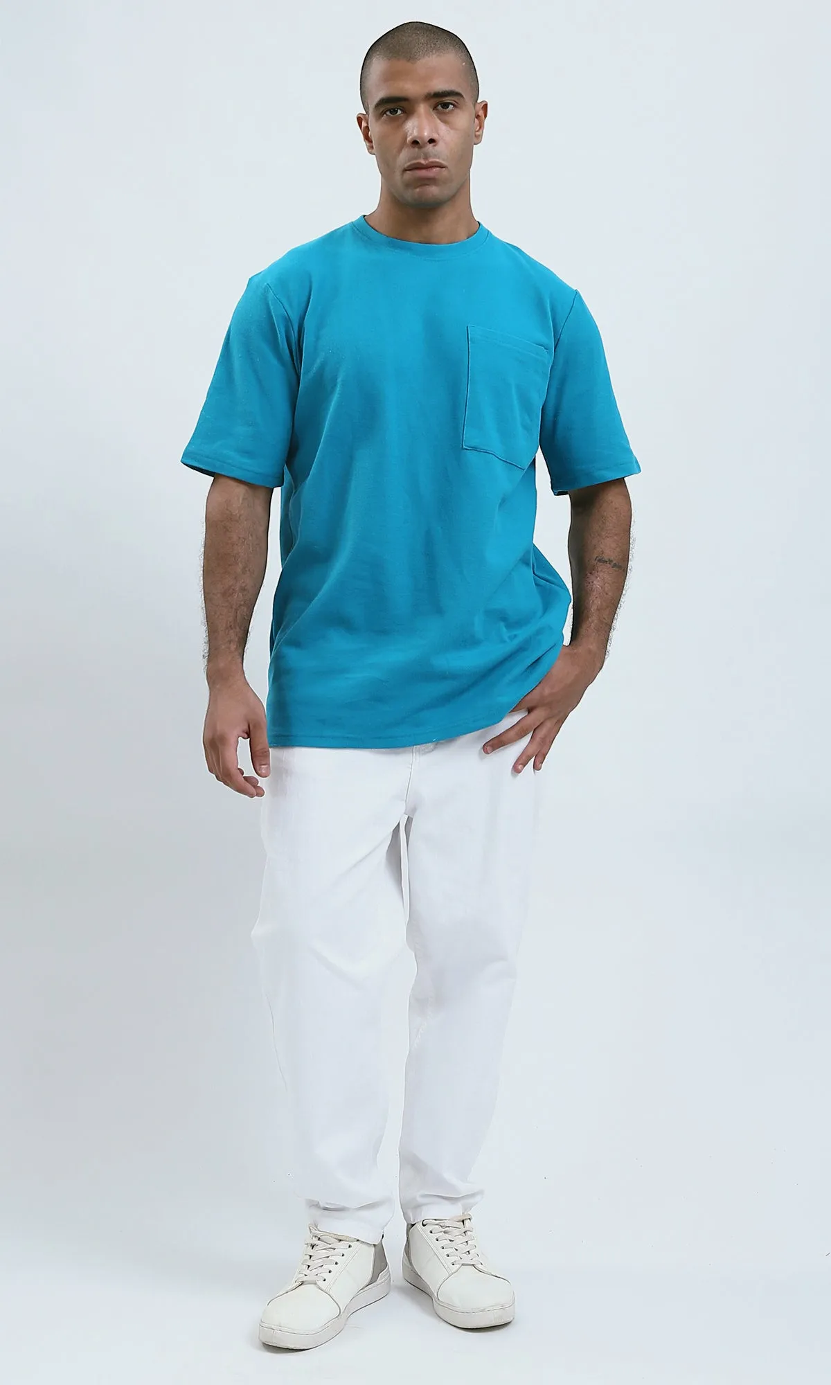 O191659 - Fashionable Light Petrol Tee with Front Pocket