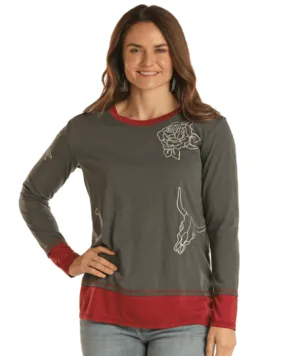 Panhandle Women's Charcoal Layered Long Sleeve Top LW52T02284