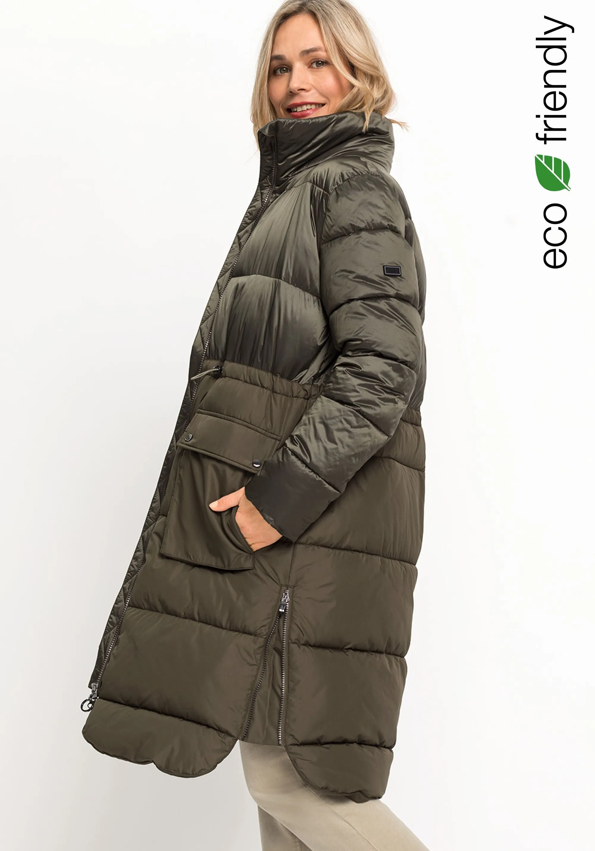 Quilted Longline Two-Tone Coat made with REPREVE® & 3M Thinsulate™