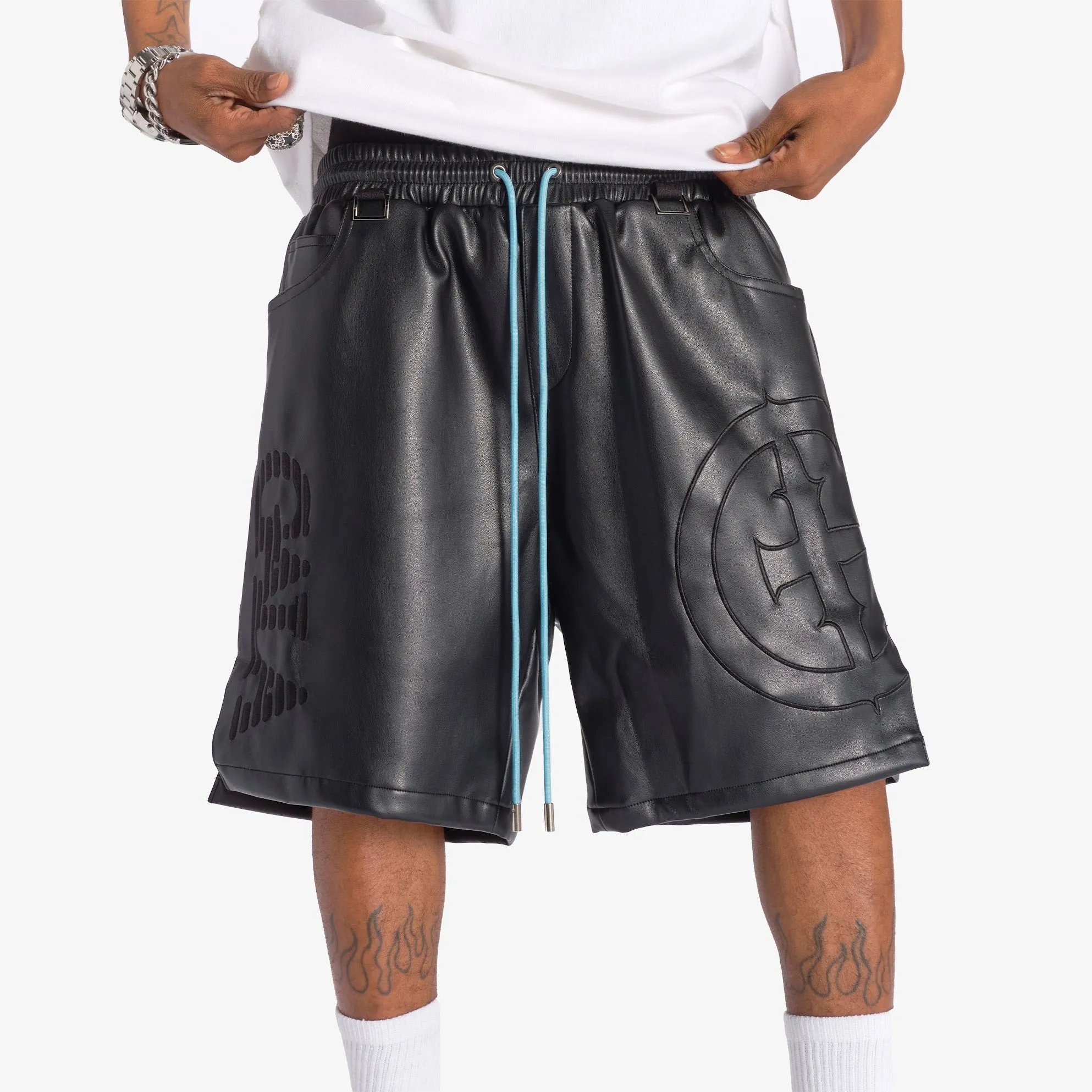 "DELIRIOUS" LEATHER SHORTS (BLACK)