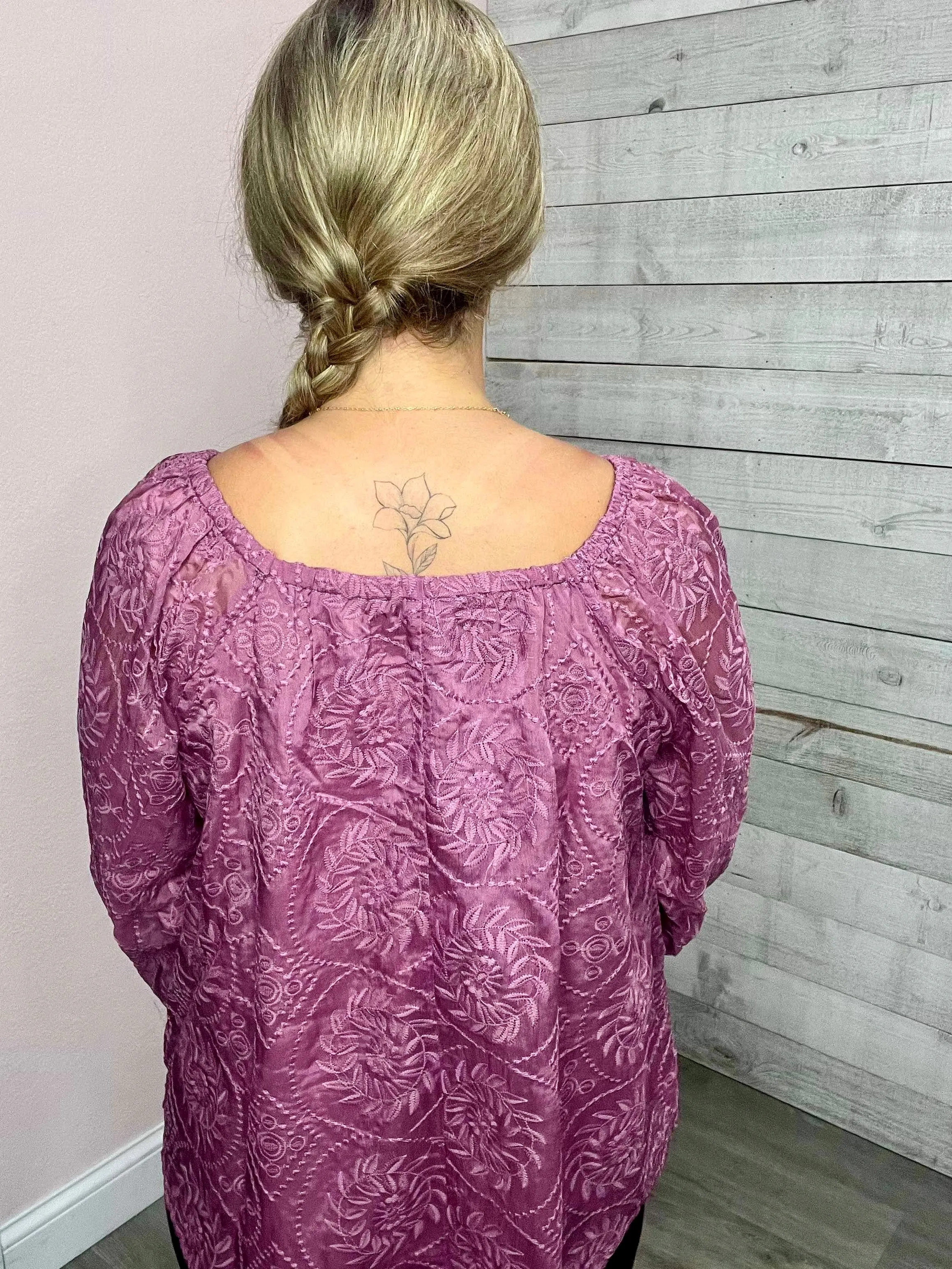 "Effortless Charm" Mauve Crochet Top