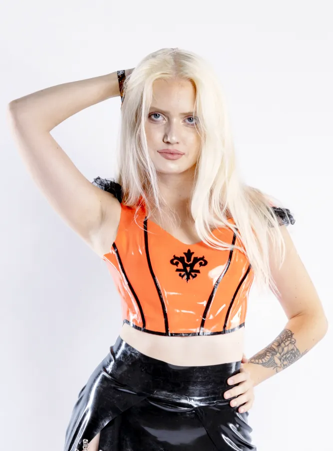 "Leanna" Latex Cropped Corset with Plastic Bones