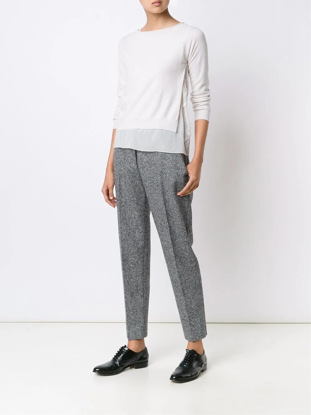 ruffled layered hem pullover