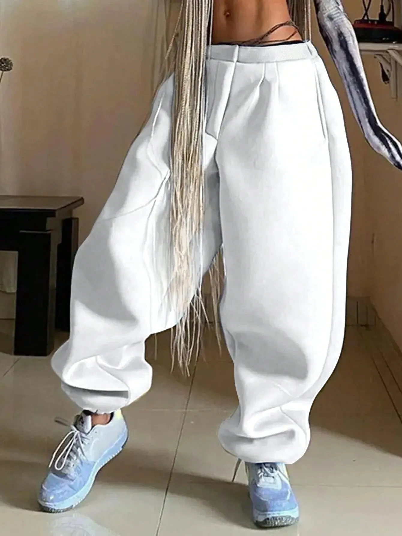 Solid Color Simple Fashion Loose Trendy Wear Sweatpants FW24