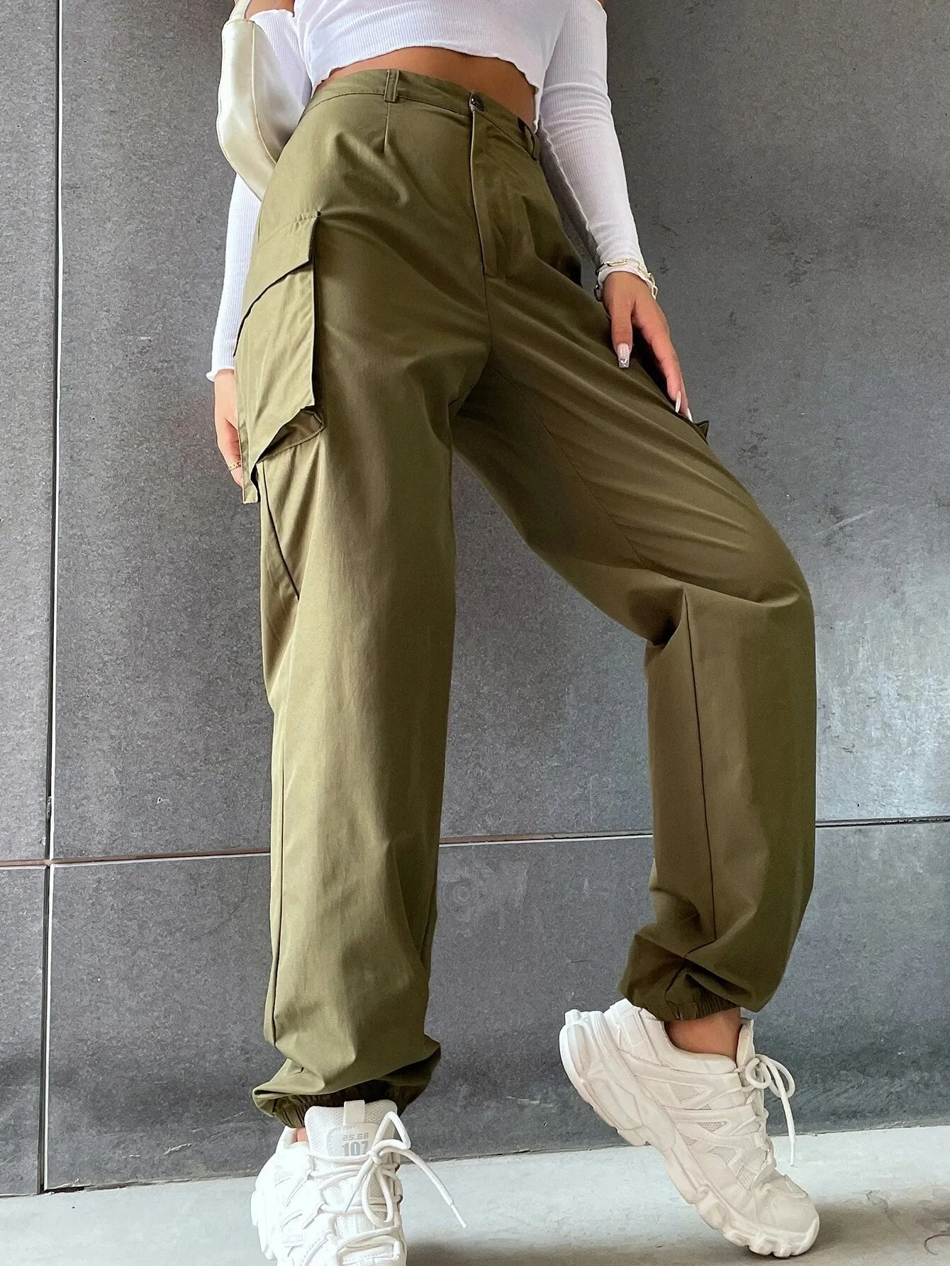 Solid Colored High Waist Pants