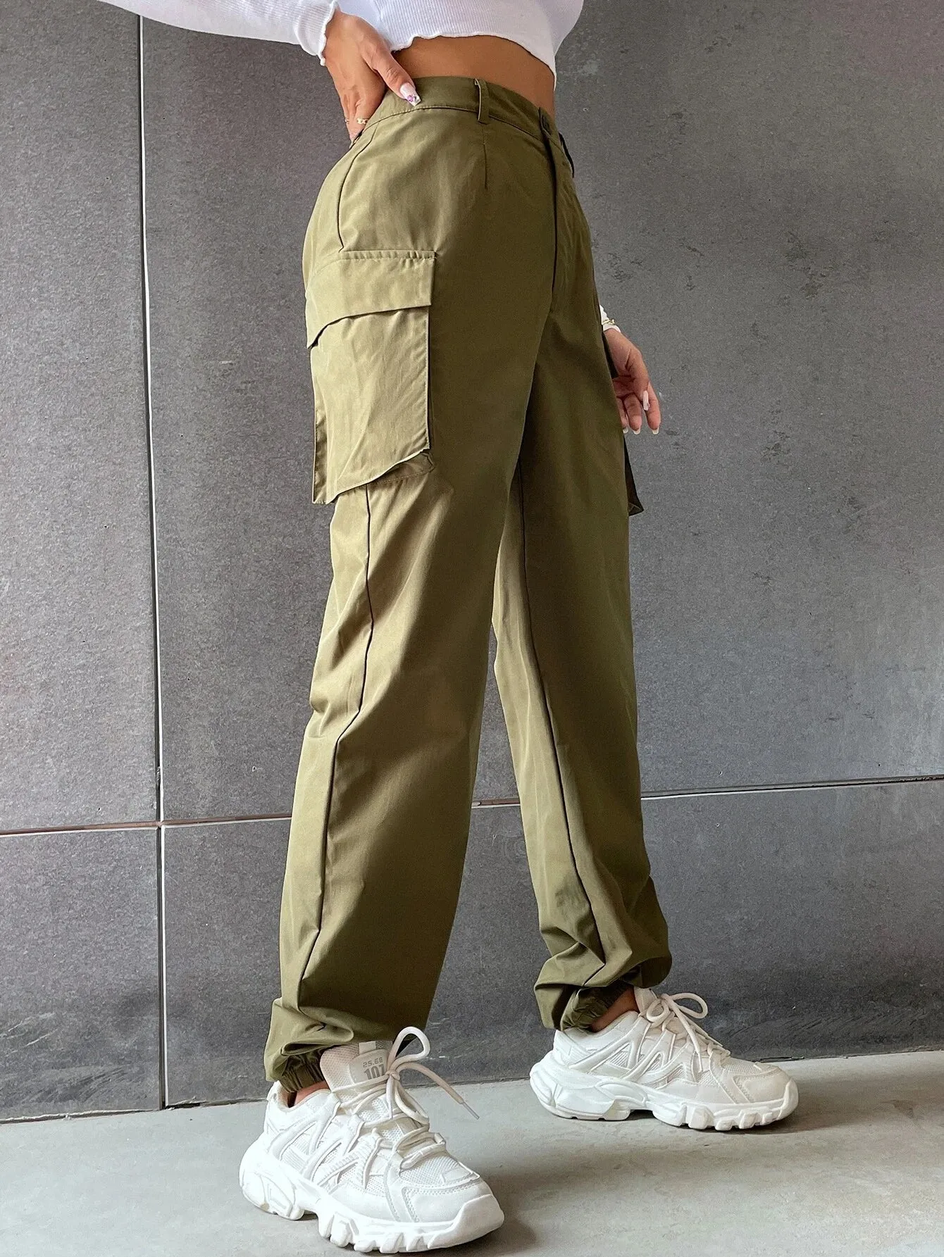 Solid Colored High Waist Pants