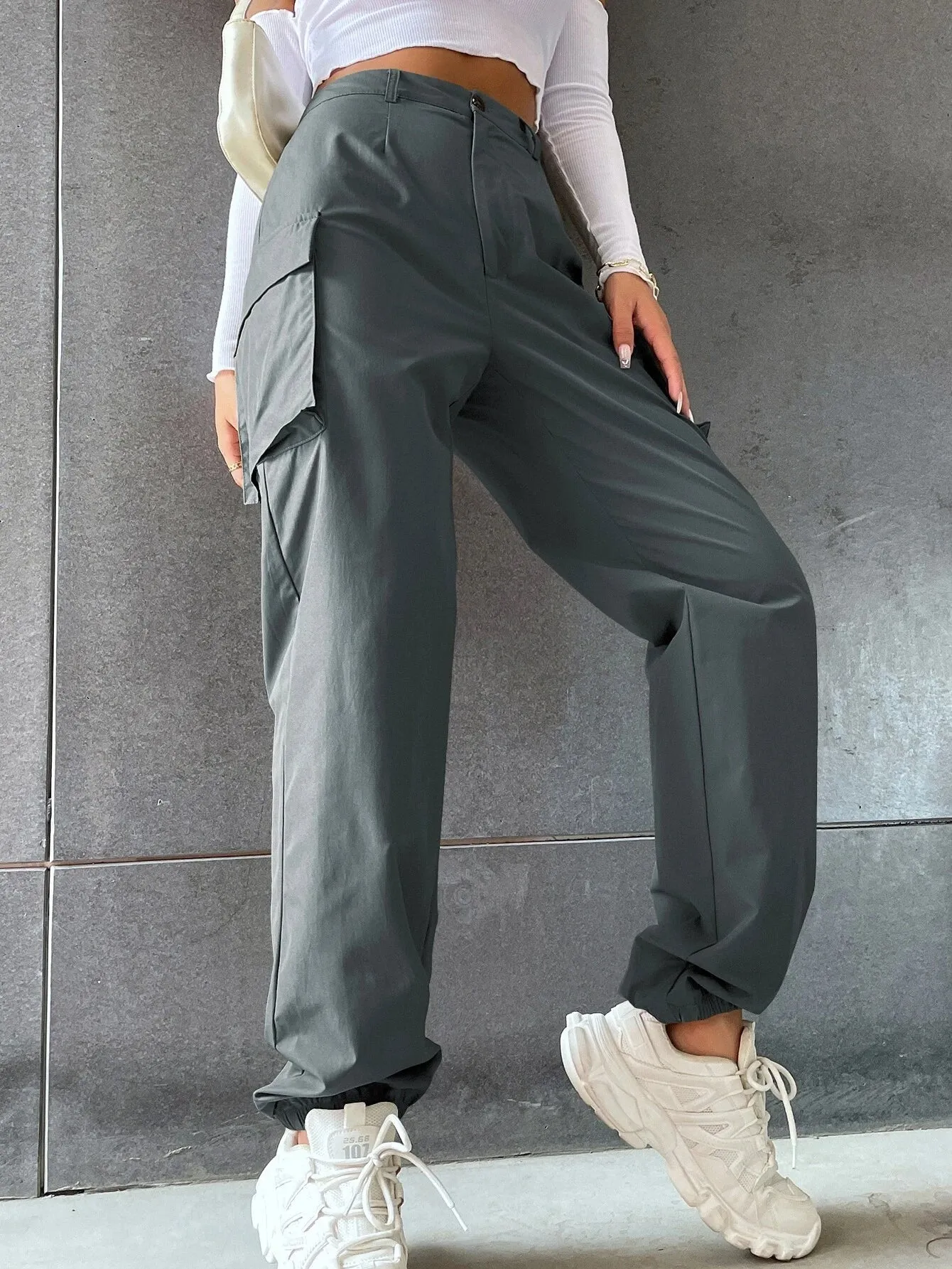 Solid Colored High Waist Pants