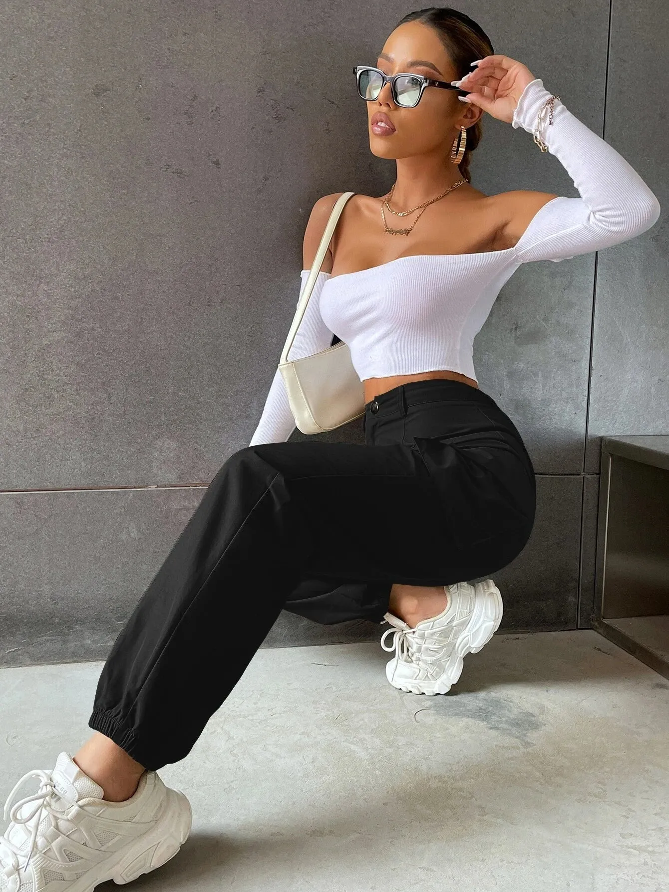 Solid Colored High Waist Pants