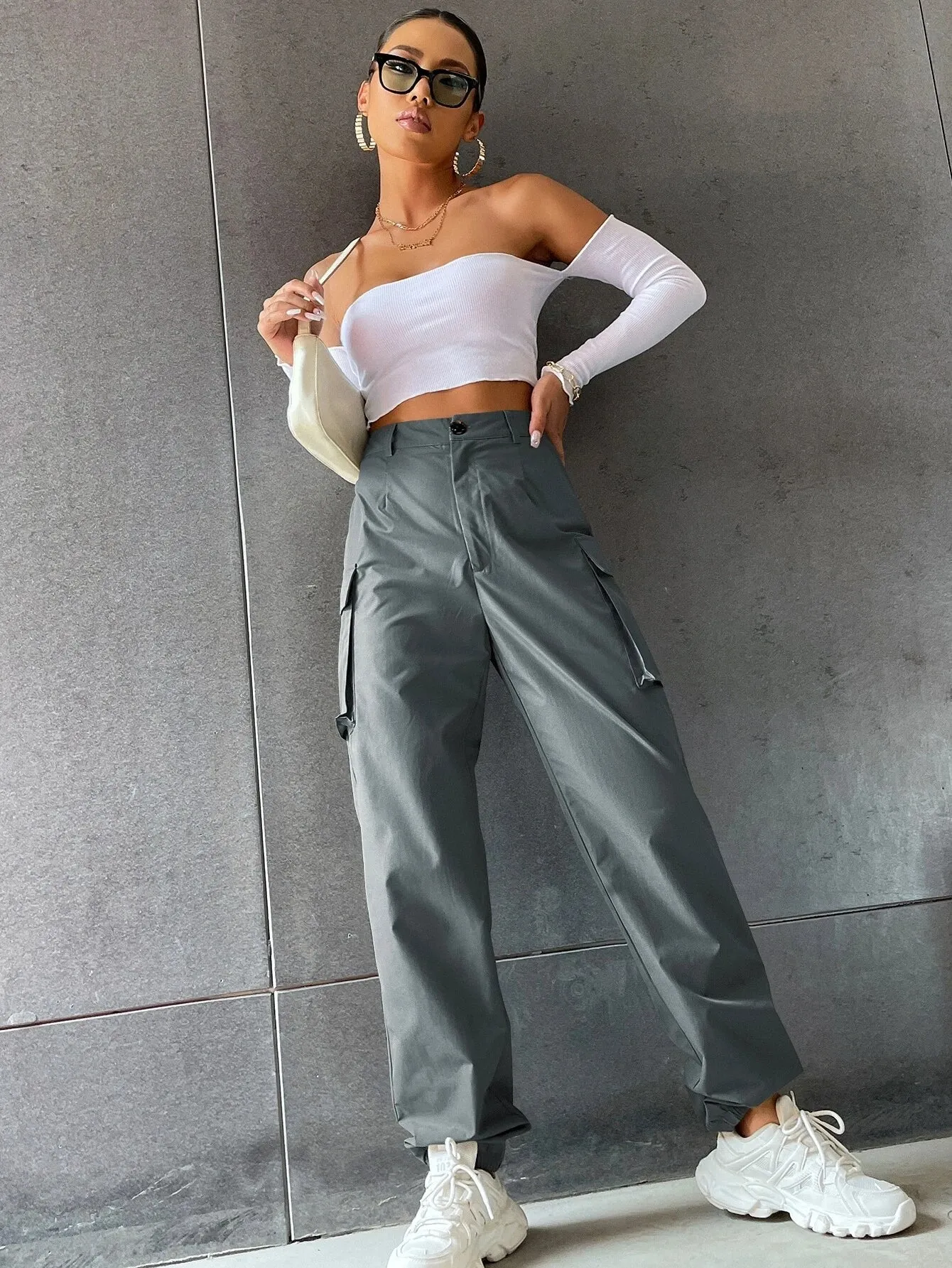 Solid Colored High Waist Pants