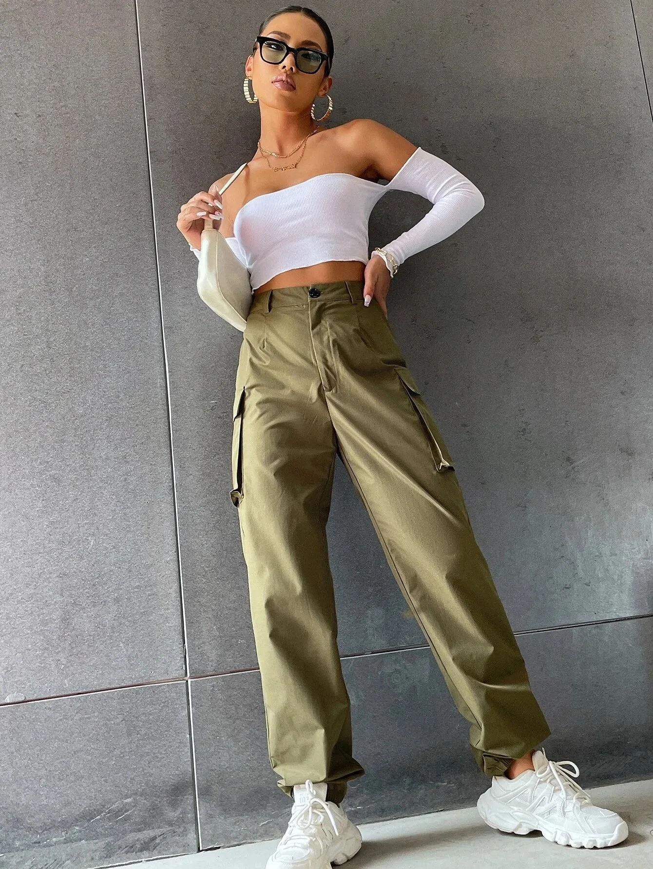 Solid Colored High Waist Pants