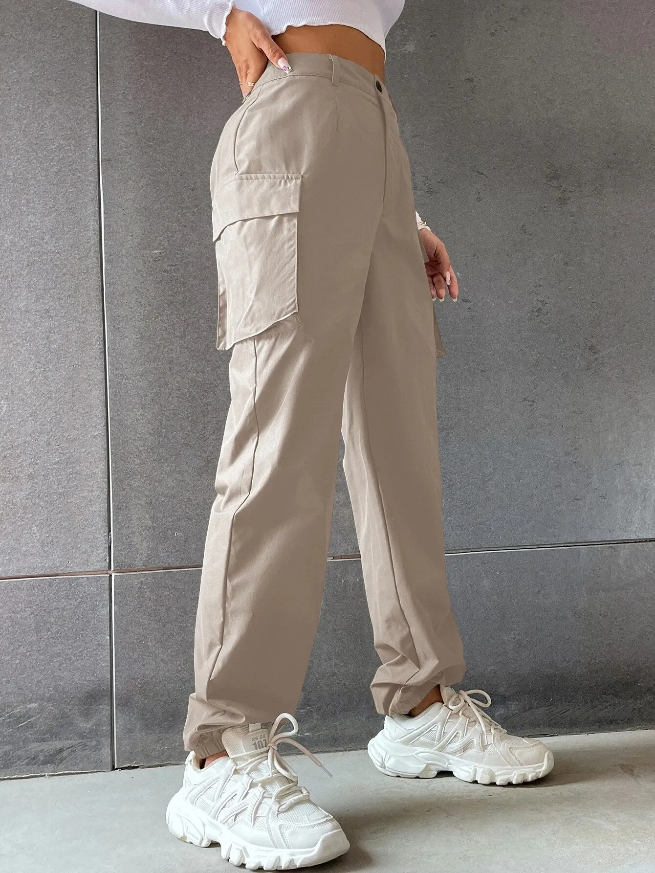 Solid Colored High Waist Pants