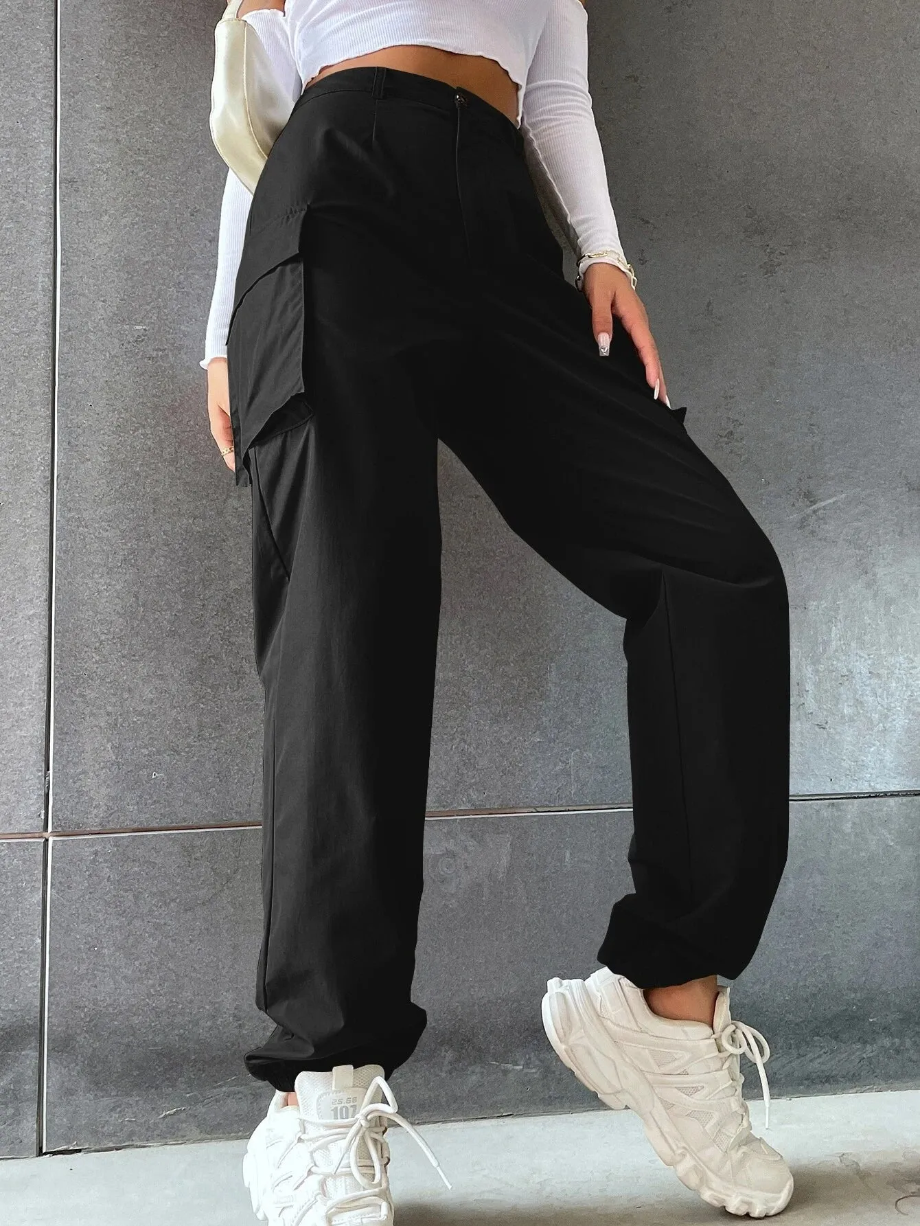 Solid Colored High Waist Pants
