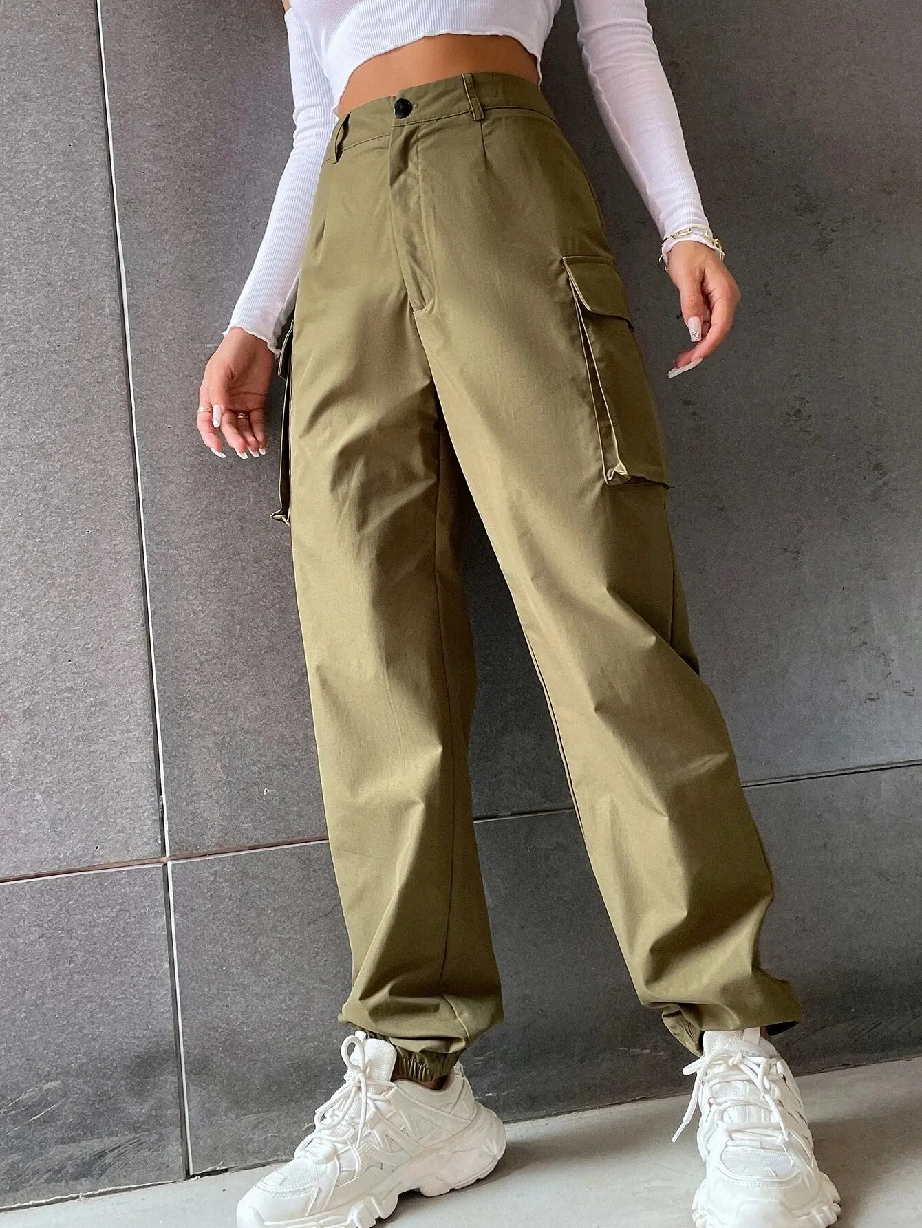 Solid Colored High Waist Pants