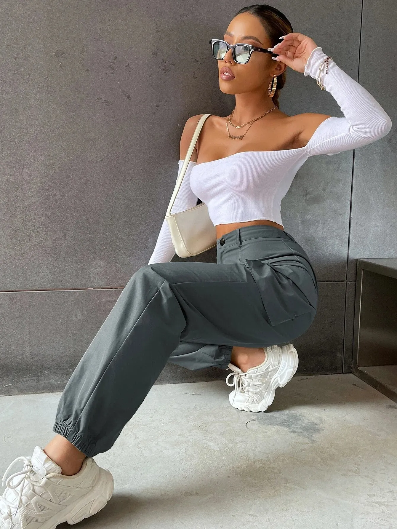 Solid Colored High Waist Pants