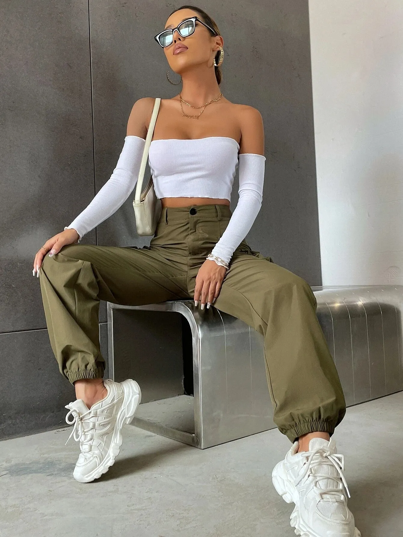 Solid Colored High Waist Pants