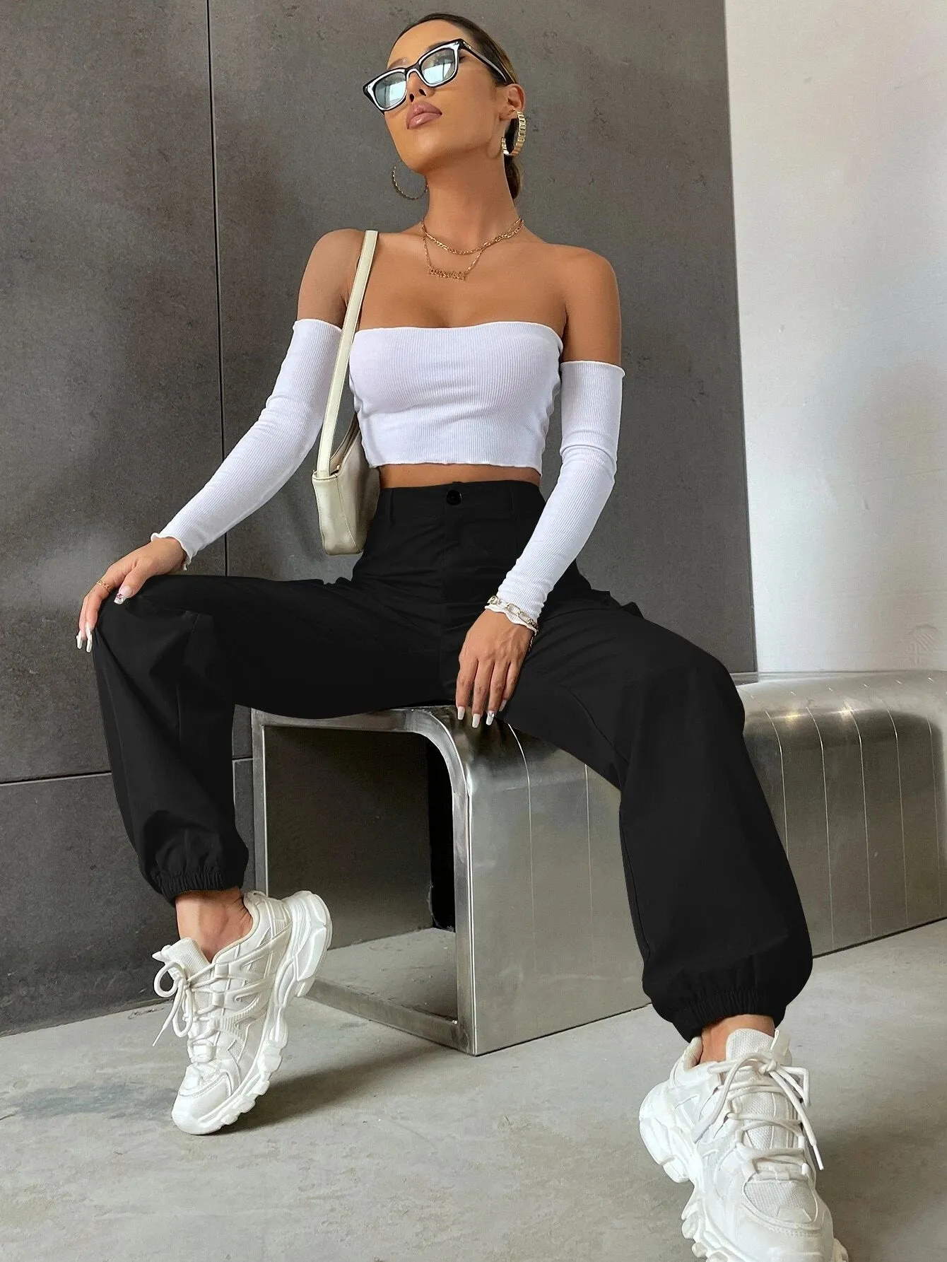Solid Colored High Waist Pants