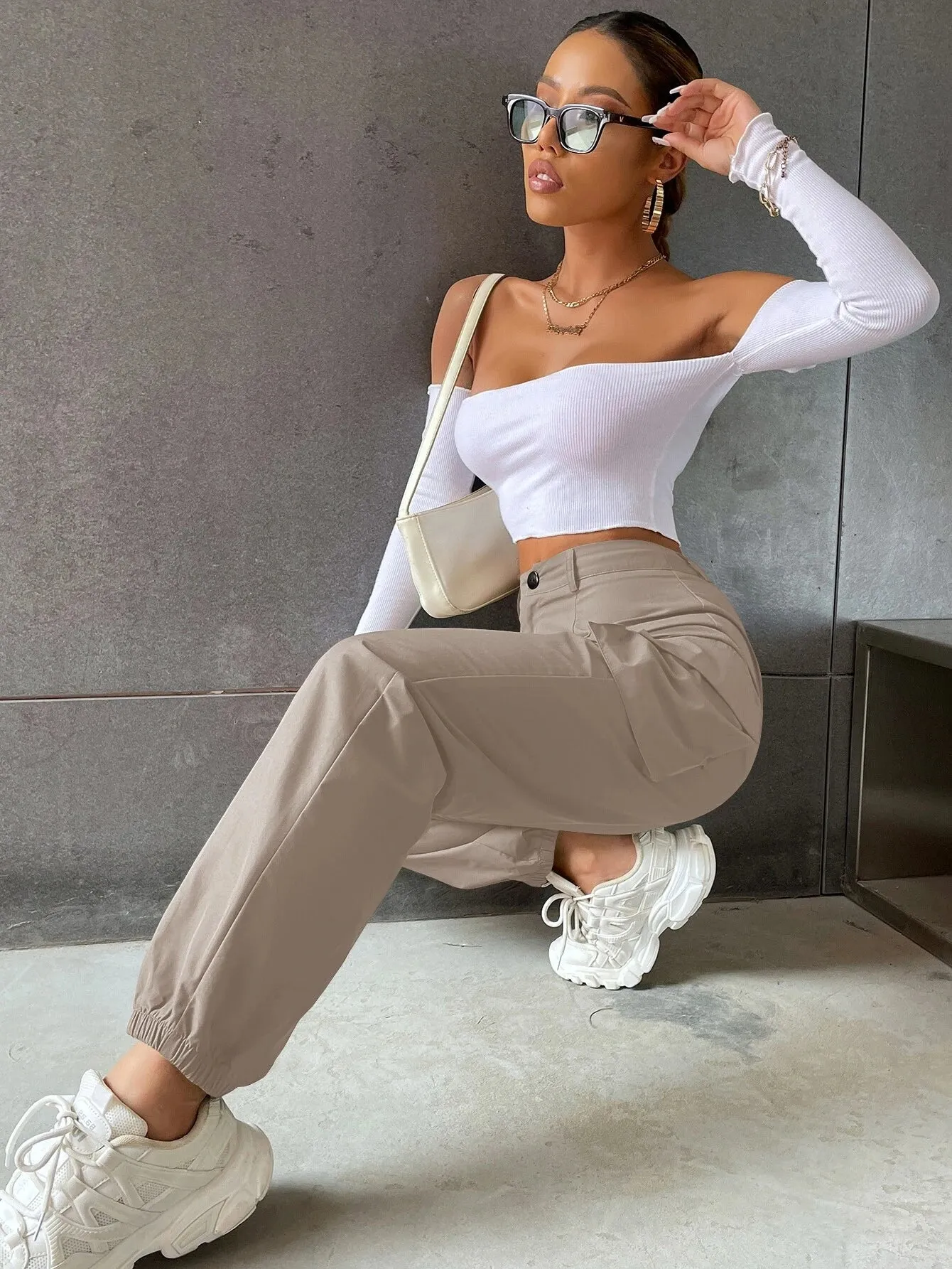Solid Colored High Waist Pants