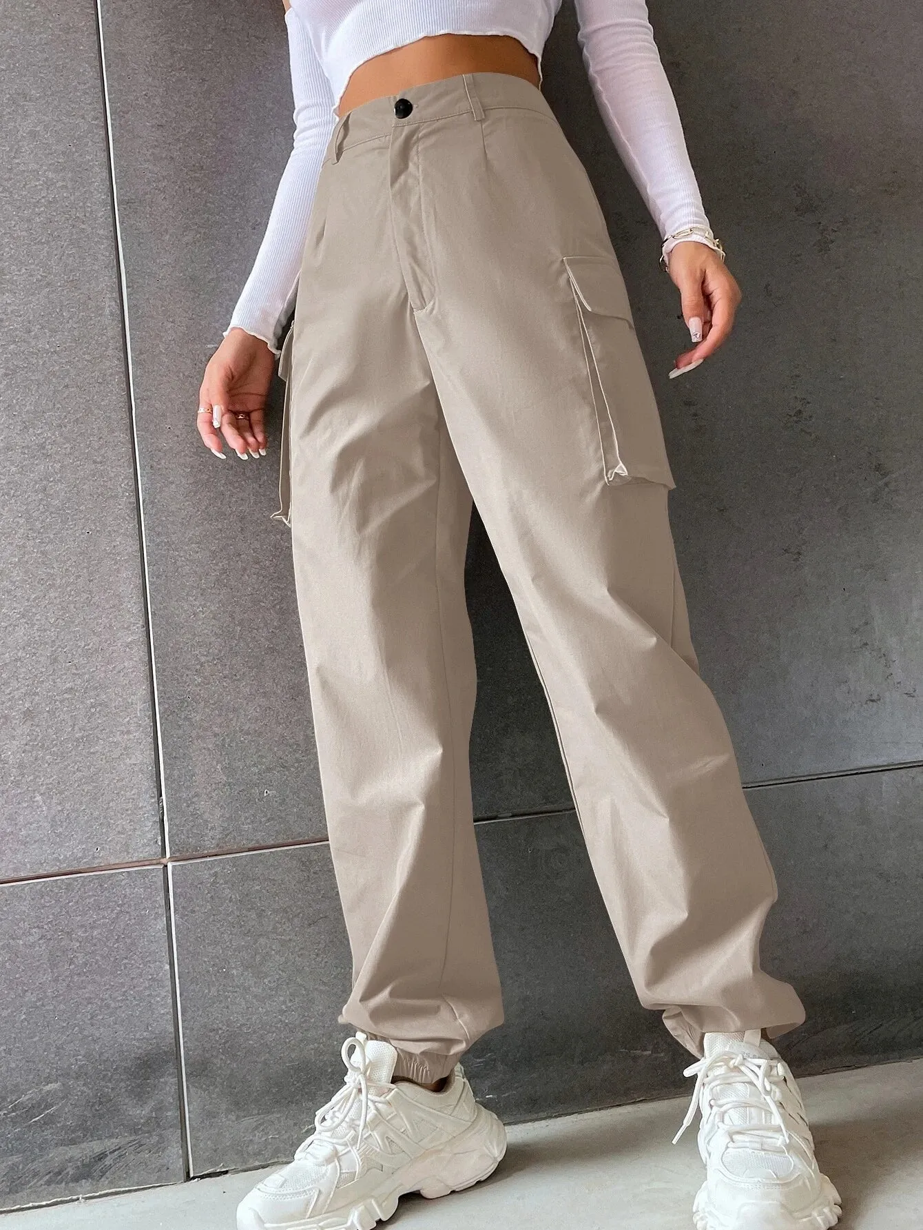 Solid Colored High Waist Pants