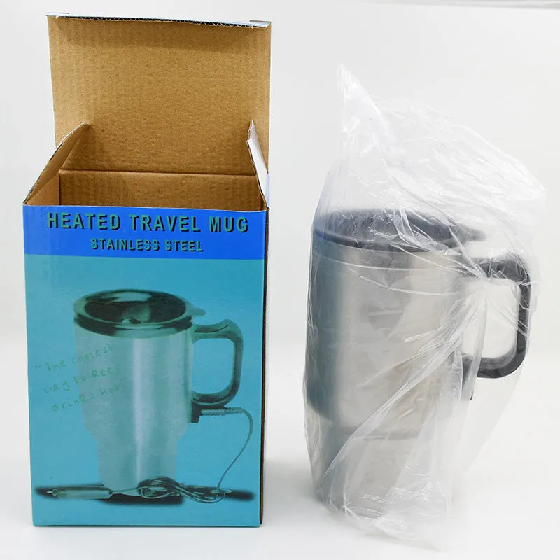 Stainless Steel Vehicle Heating Cup Electric Heating Car Kettle Camping Travel Coffee Milk Thermal Mug | Brodtica.com