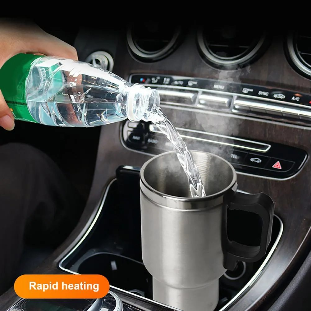 Stainless Steel Vehicle Heating Cup Electric Heating Car Kettle Camping Travel Coffee Milk Thermal Mug | Brodtica.com