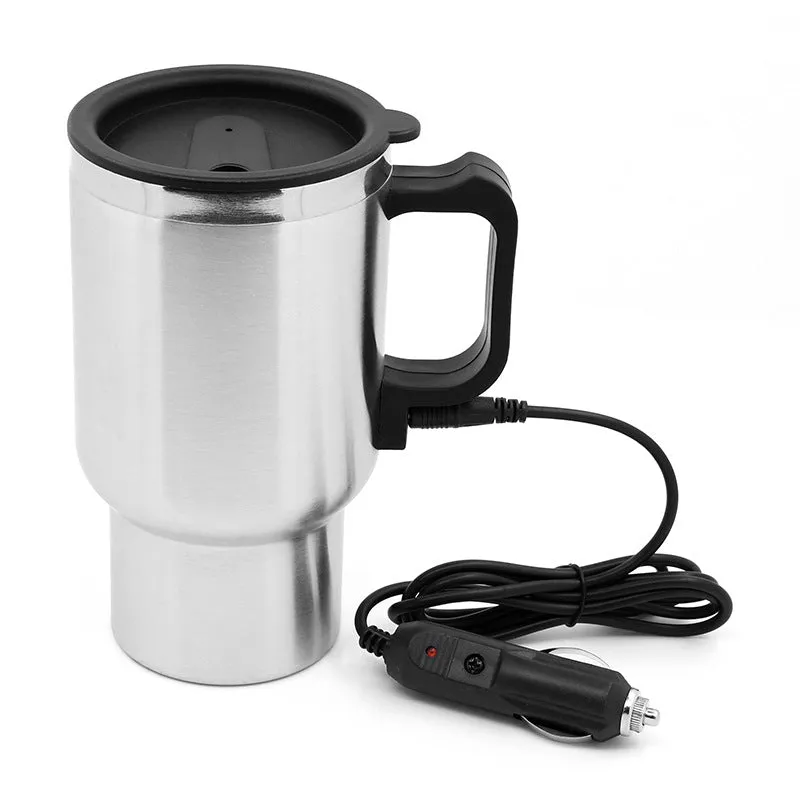Stainless Steel Vehicle Heating Cup Electric Heating Car Kettle Camping Travel Coffee Milk Thermal Mug | Brodtica.com