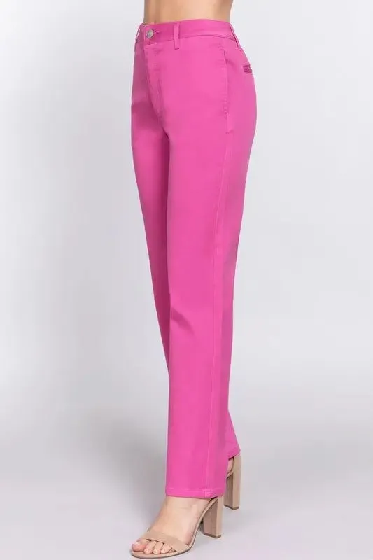 Thinking About You Straight Fit Twill Pants