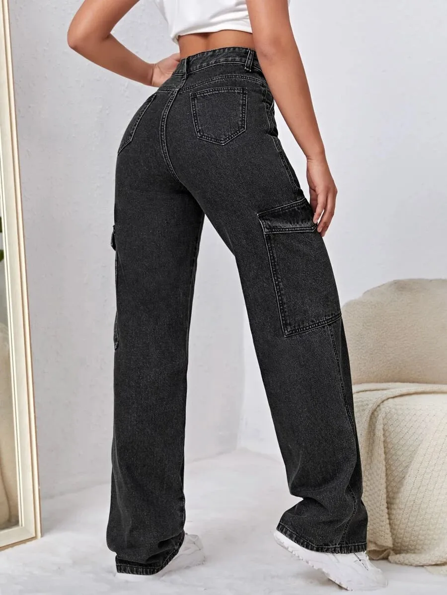 Trendy High Waist Side Pocket Jeans