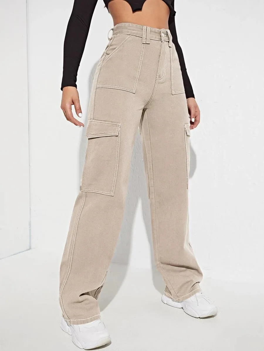 Trendy High Waist Side Pocket Jeans