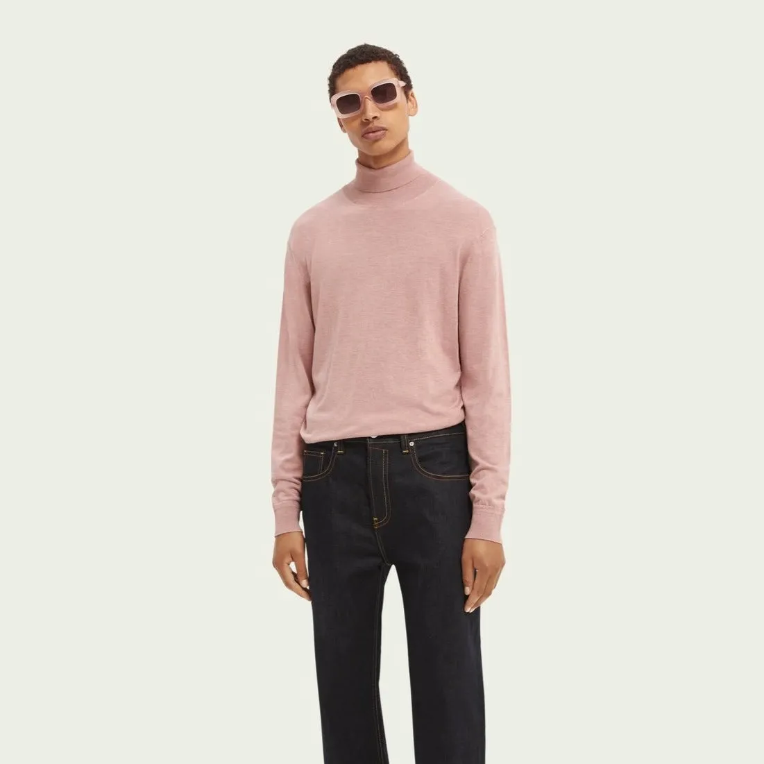 Turtleneck Pullover (Pink Cloud Melange)
