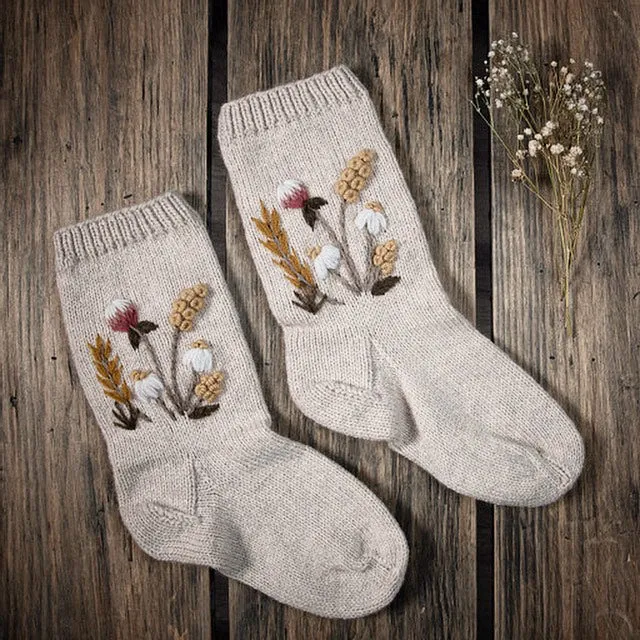 Wildflower socks (Women) - Barley