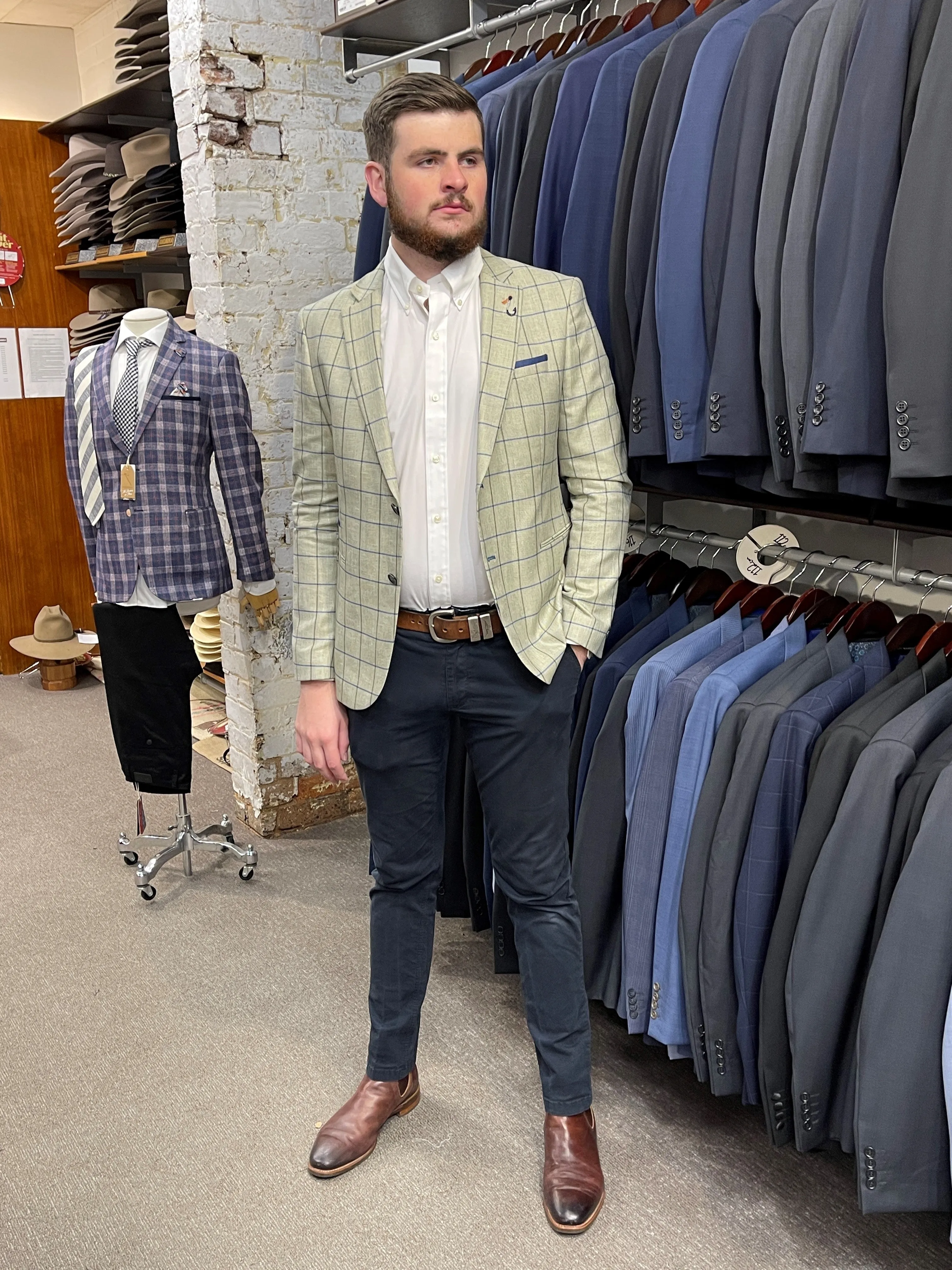 Windowpane Check Sportscoat - Taupe