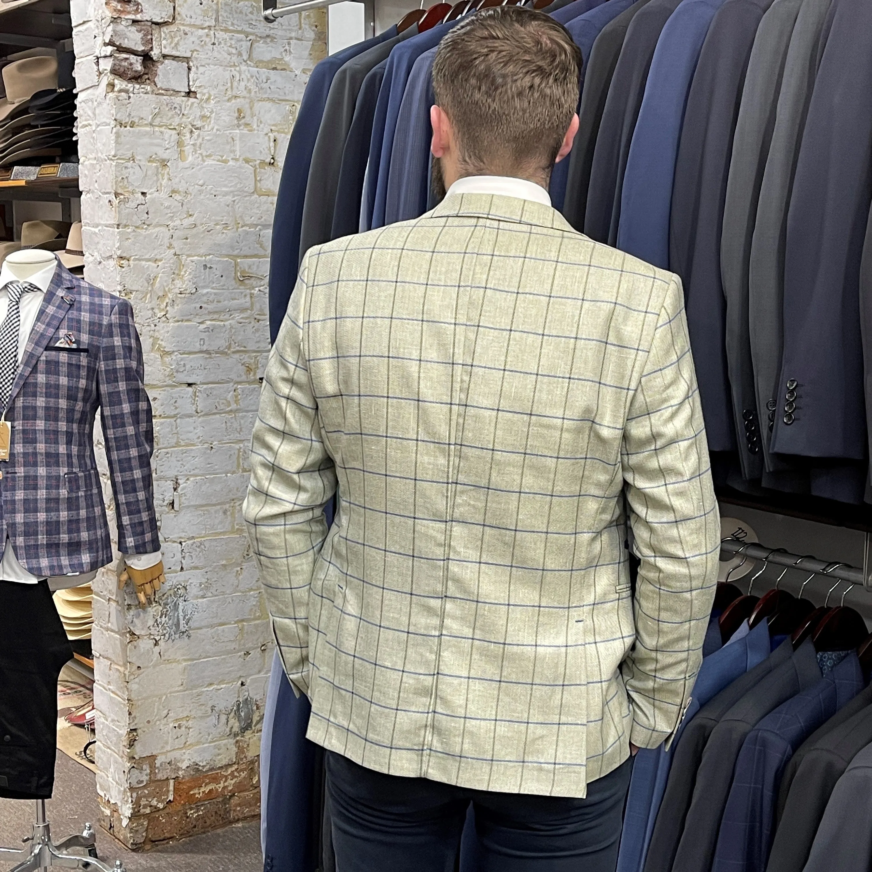 Windowpane Check Sportscoat - Taupe
