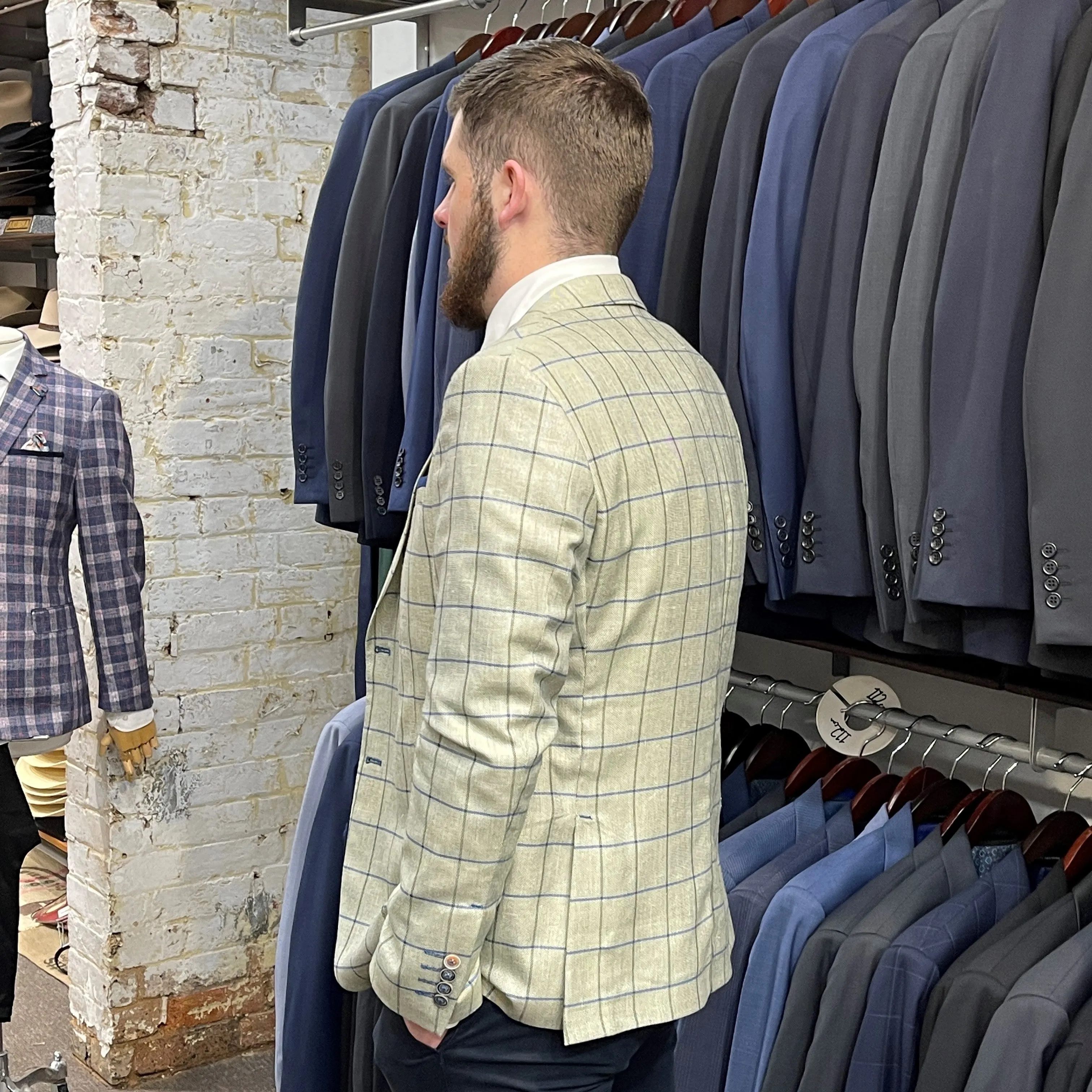 Windowpane Check Sportscoat - Taupe