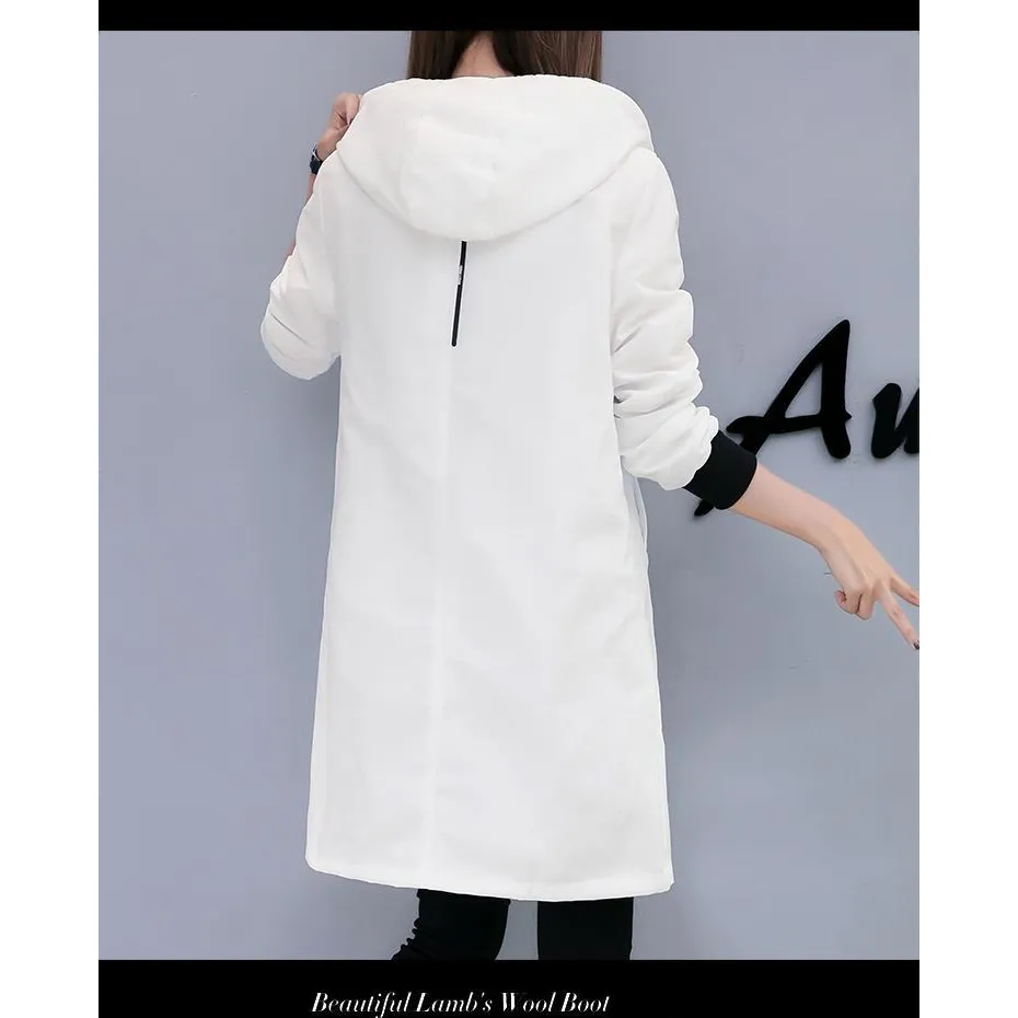 Womens Casual Hooded Zipped Up Jacket in Black