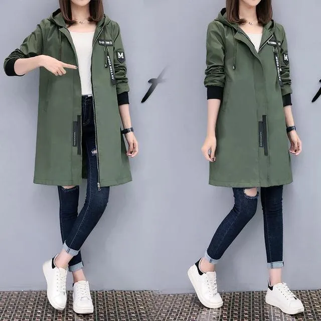 Womens Casual Hooded Zipped Up Jacket in Black
